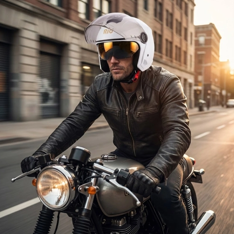 Mũ bảo hiểm 3/4 2 kính nam