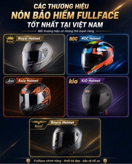 Các thương hiệu nón bảo hiểm fullface tốt nhất Việt Nam