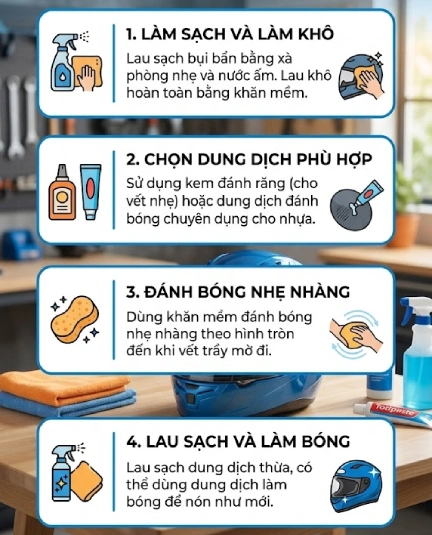 Hướng dẫn cách xử lý nón bảo hiểm bị trầy hiệu quả
