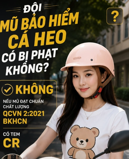 Giải đáp: Mũ bảo hiểm cá heo có bị phạt không?