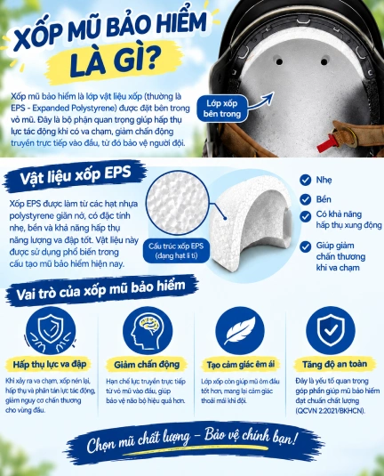 Xốp mũ bảo hiểm là gì? Vai trò quan trọng như thế nào