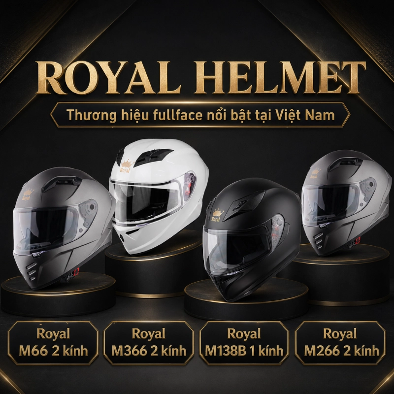Royal helmet nằm trong ccác thương hiệu nón bảo hiểm fullface tốt nhất tại Việt Nam 
