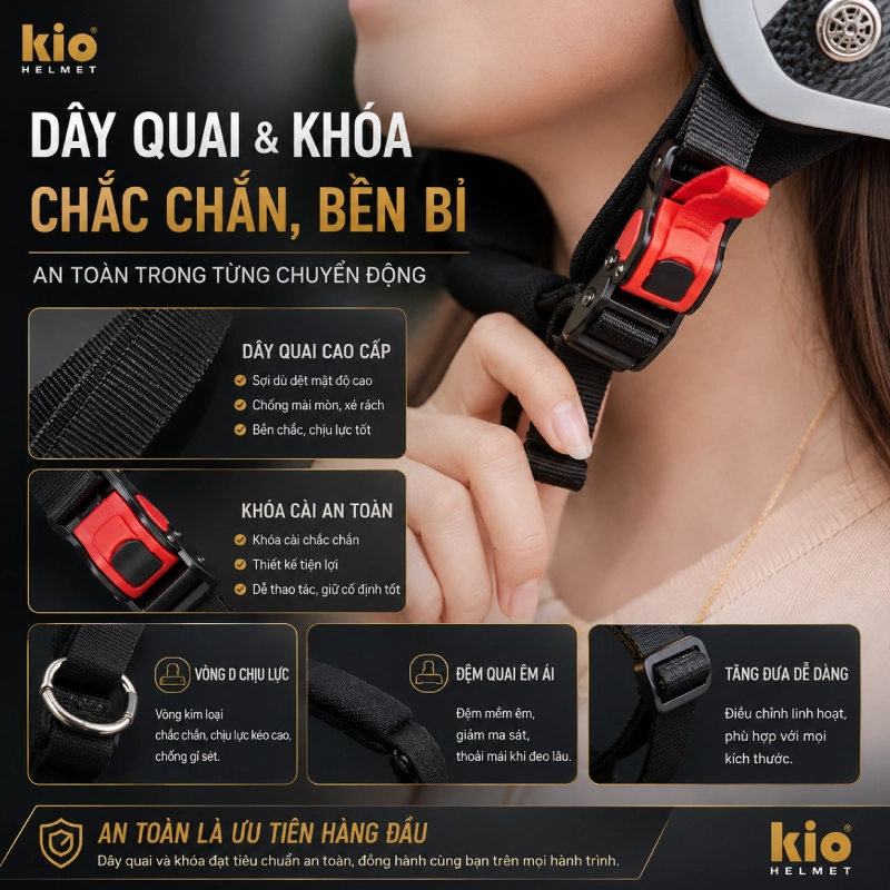 Dây quai và khóa phải chắc chắn, bền