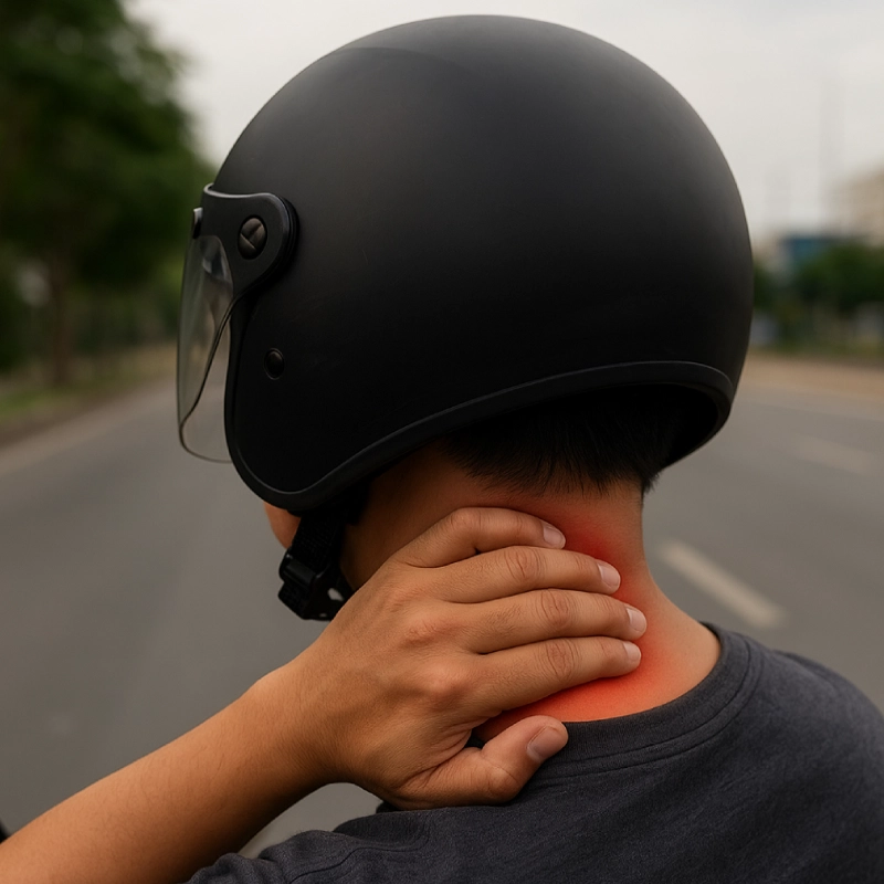 Nón bảo hiểm bị rộng dẫn tới đau mỏi cổ khi đội lâu