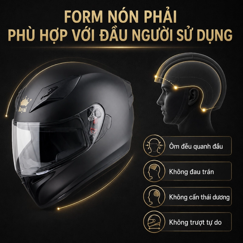 Các tiêu chí đánh giá các thương hiệu nón bảo hiểm fullface tốt là form mũ phải phù hợp với người Việt