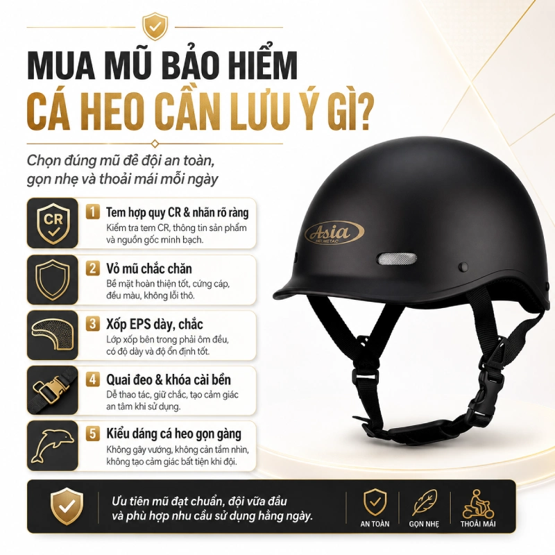 Mua mũ bảo hiểm cá heo cần lưu ý gì?