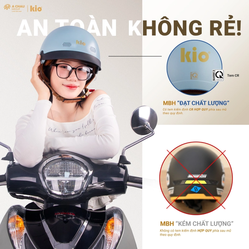 Kiểm tra tem trước khi mua nón bảo hiểm có kính chắn gió