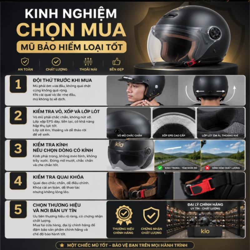 Kinh nghiệm chọn mua mũ bảo hiểm loại tốt