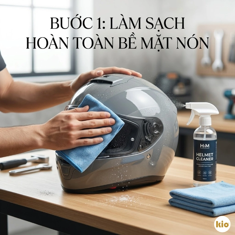 Bước 1: Làm sạch hoàn toàn bề mặt nón trước khi xử lý