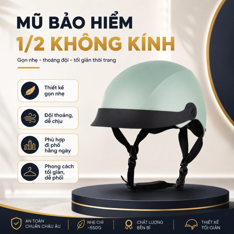 Mũ bảo hiểm 1/2 không kính - các loại nón bảo hiểm