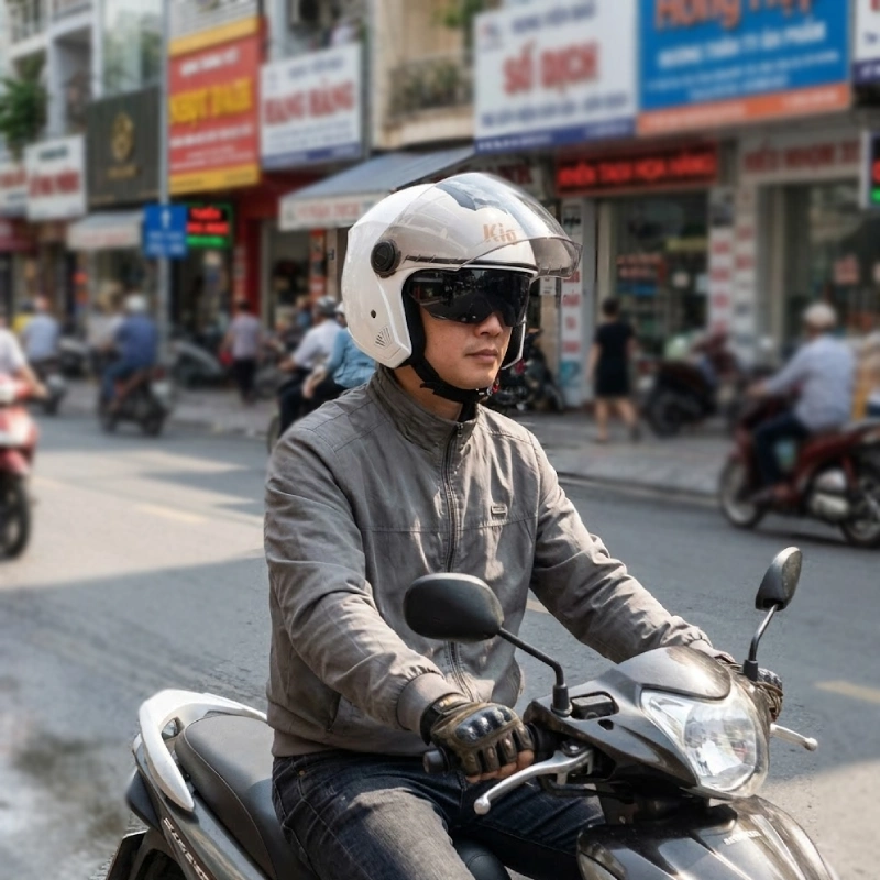 Mũ bảo hiểm 3/4 2 kính là gì