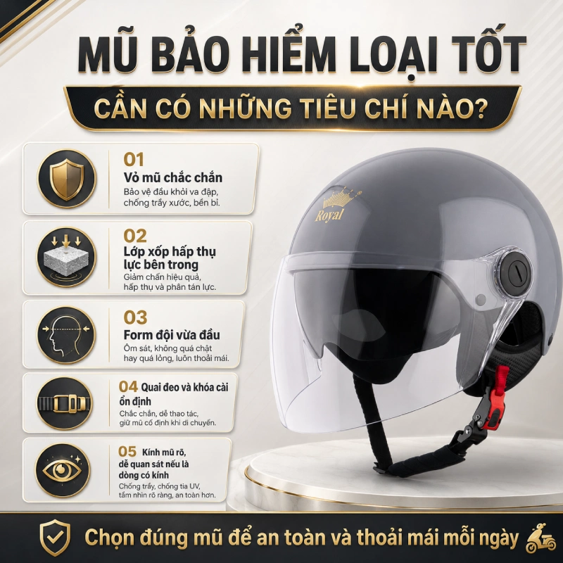 Các tiêu chí cần có để đánh giá các loại mũ bảo hiểm tốt