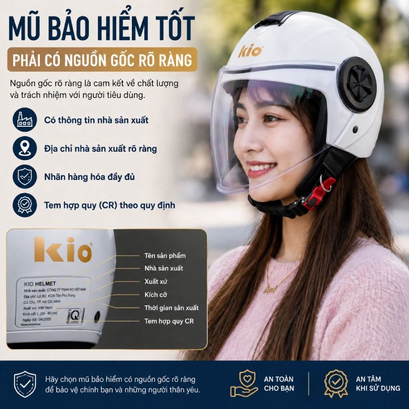 Mũ bảo hiểm tốt phải có nguồn gốc rõ ràng