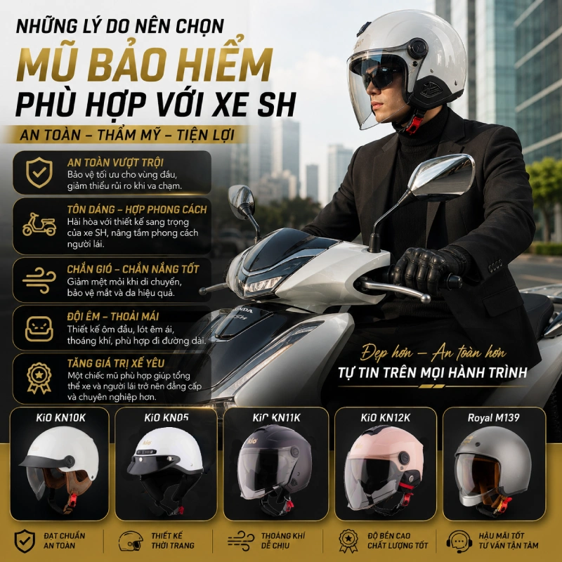 Những lý do nên chọn mũ bảo hiểm phù hợp với xe SH