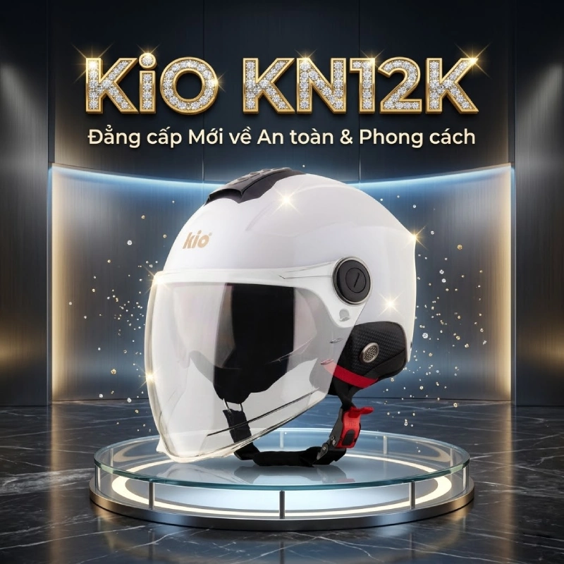 Mũ bảo hiểm 3/4 kính âm KiO KN12K