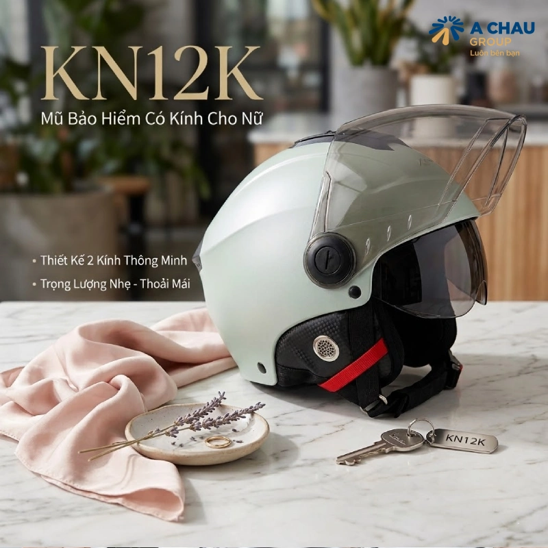 Mũ bảo hiểm có kính cho nữ KiO KN12K