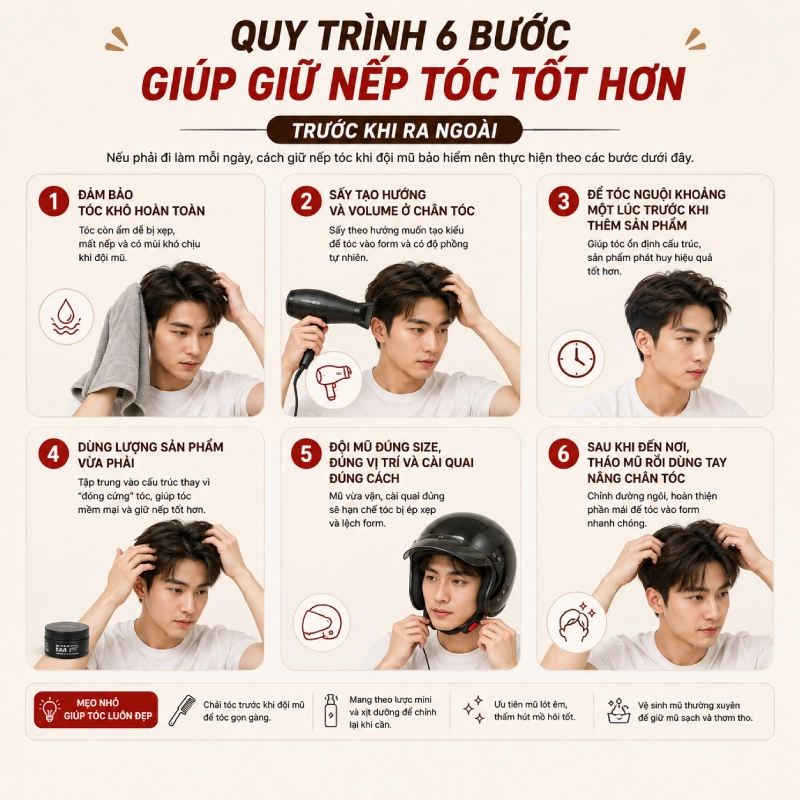 Quy trình 5 bước giúp giữ nếp tóc tốt hơn trước khi ra ngoài