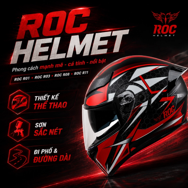 ROC helmet nằm trong ccác thương hiệu nón bảo hiểm fullface tốt nhất tại Việt Nam 