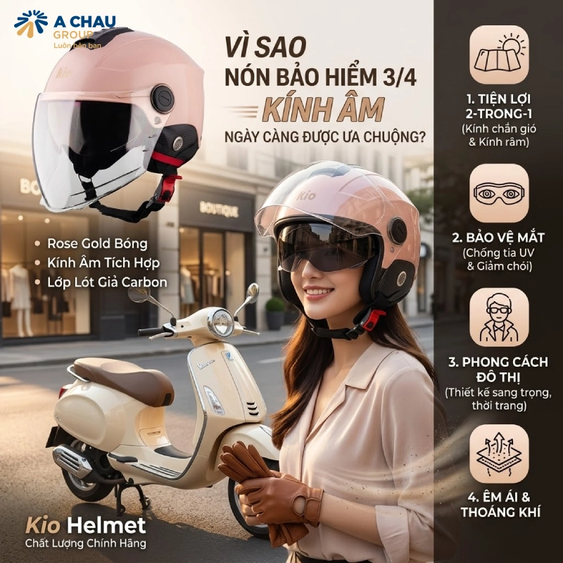 Vì sao nón bảo hiểm 3/4 kính âm ngày càng được ưa chuộng?