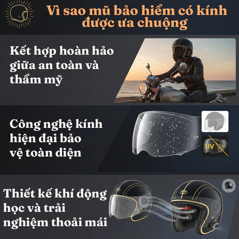 Vì sao mũ bảo hiểm có kính cao cấp được ưa chuộng