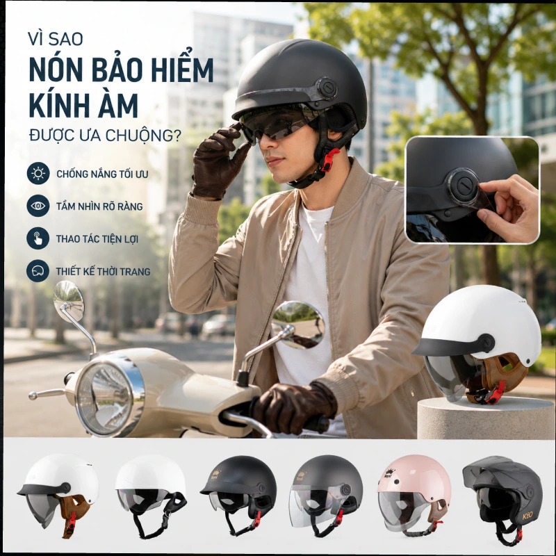 Vì sao nón bảo hiểm kính âm được ưa chuộng?