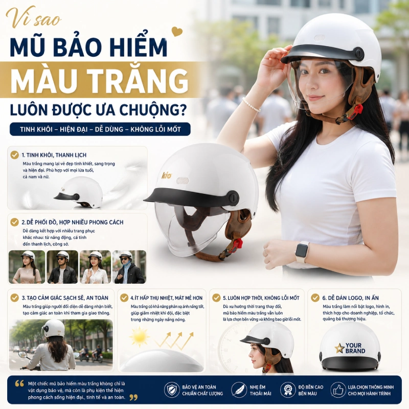Vì sao mũ bảo hiểm màu trắng luôn được ưa chuộng?
